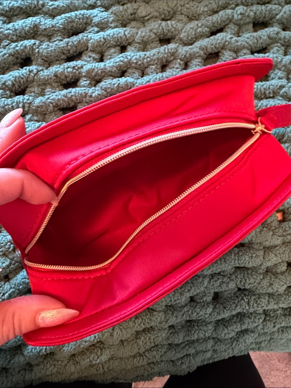 Bright Red Giorgio Armani makeup pouch - Picture 2 of 3